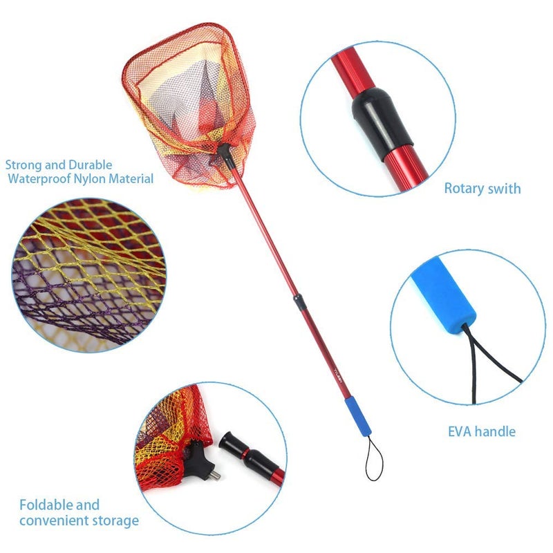 YVLEEN Kids Fishing Net for Lakes - Minnow Nets for Kids - Aluminum Collapsible Telescopic Fishing Pole Handle and Nylon Mesh Small Fishing net - Butterfly Nets for Kids Outdoor Playing - Image 2